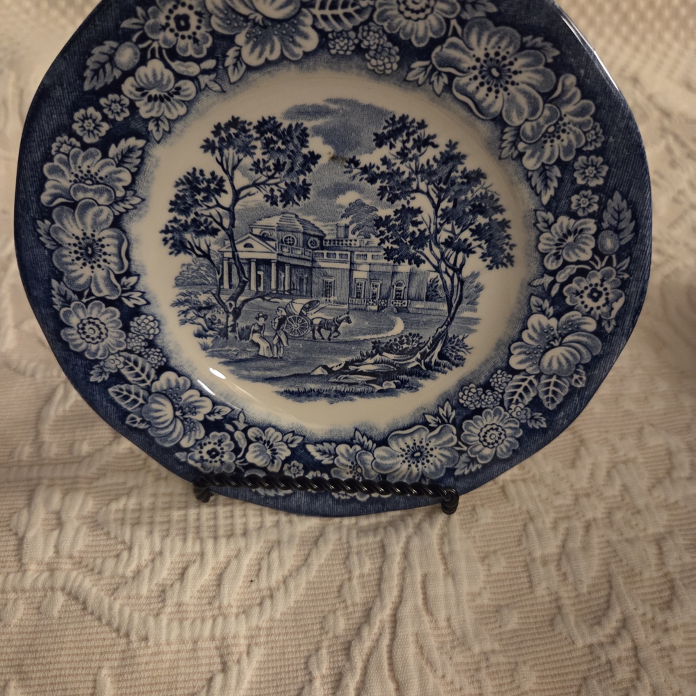 Vintage Blue Floral Dinner Plate